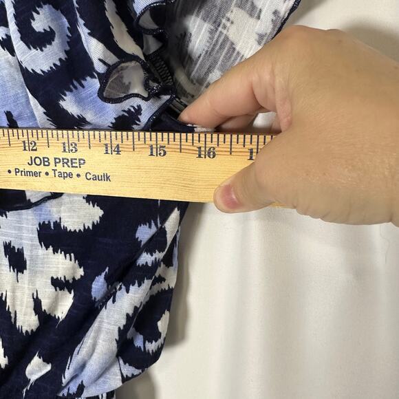 INC International Concepts Off the Shoulder Ruffle Blue Ikat Maxi Dress Sz S - Picture 13 of 14